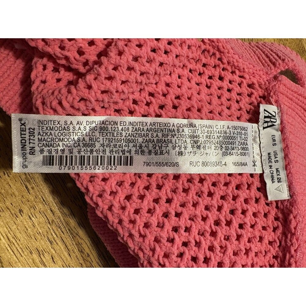 ZARA Bandeau Crochet Halter Crop Top Boho Barbie Pink Festival‎ Summer Small - Picture 9 of 11
